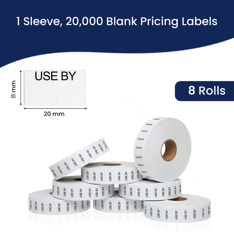 Perco Black Print on White USE by Labels for Monarch 1131 Price Gun - 8 Rolls, 20,000 Marking Labels - Image 3